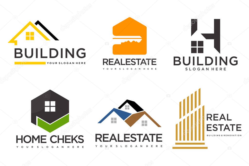 Real Estate Logo, house logo and building logo icon set .design template vector illustration