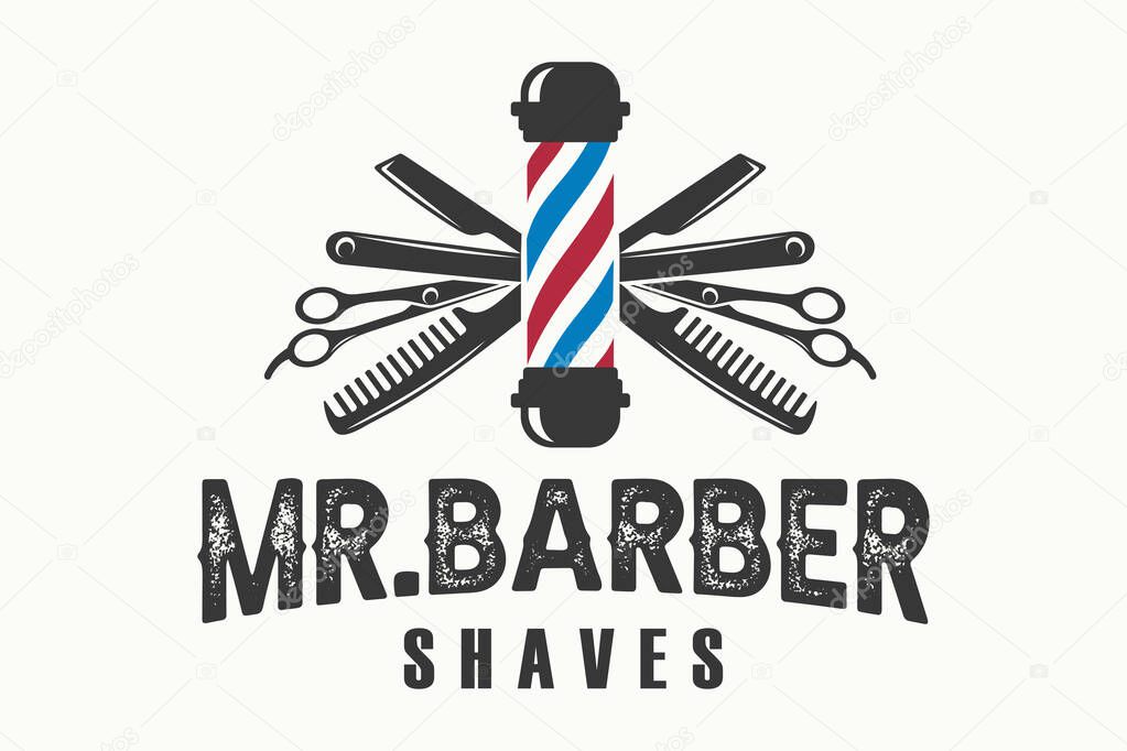Set of vintage Barber Shop posters, logos, labels, emblems or badges. Vector illustration