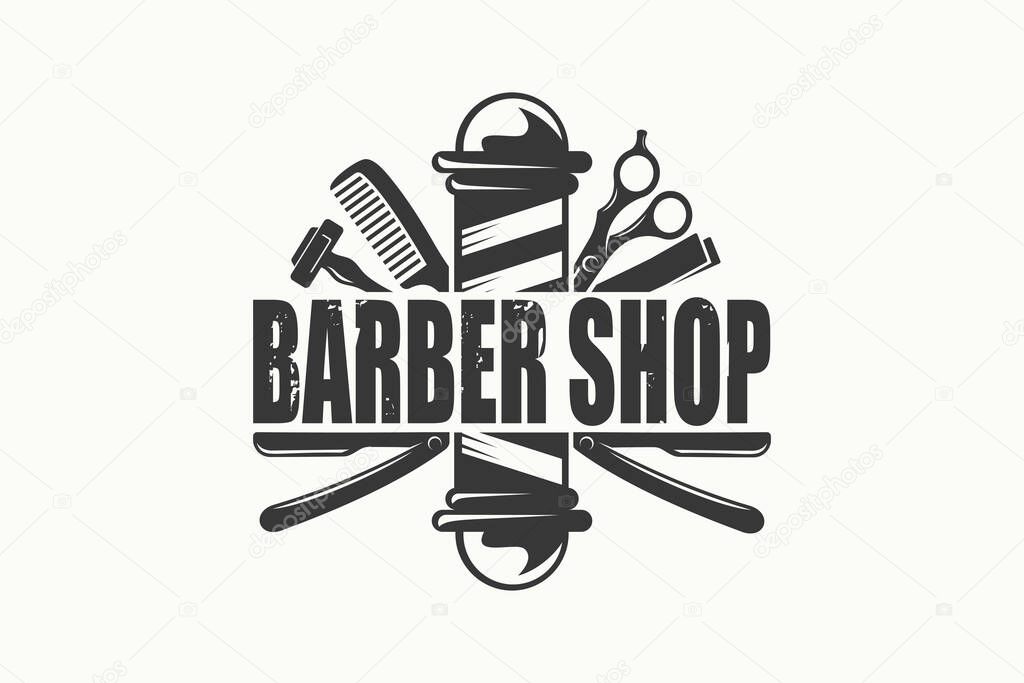 Vintage Barber Shop posters, logos, labels, emblems or badges. Vector illustration