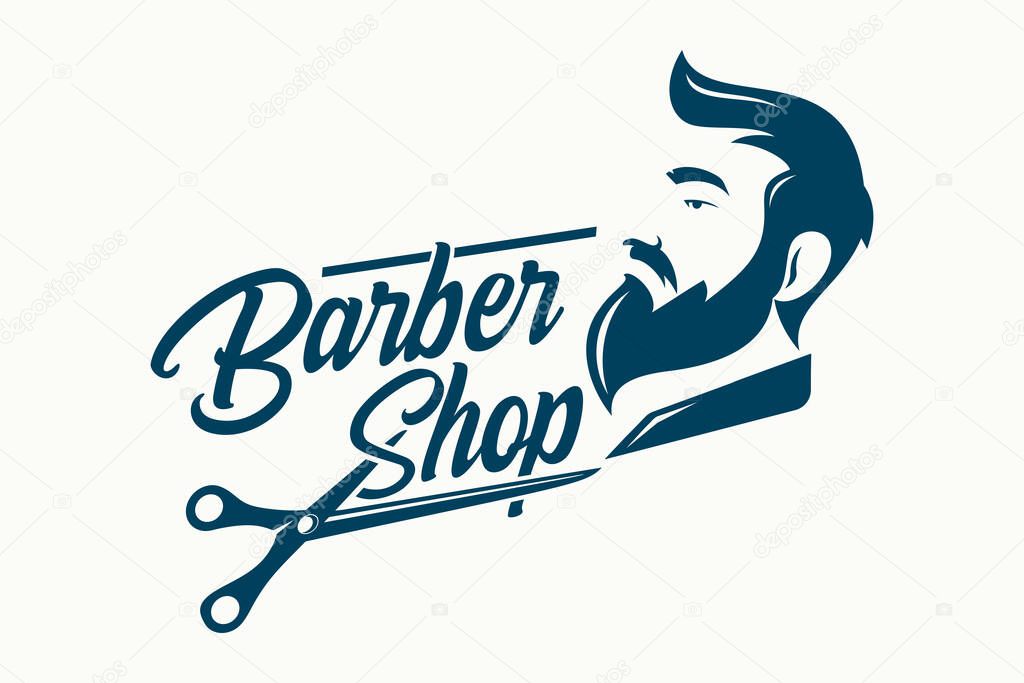 Vector vintage hairstyle barber shop logo for your design