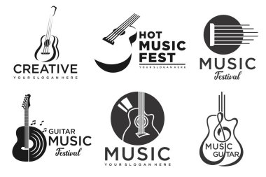 Modern Müzik Logosu - Gitar Anahtarı Sembol.ikonu vektör çizimi