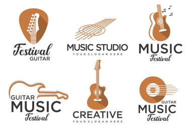 Modern Müzik Logosu - Gitar Anahtarı Sembol.ikonu vektör çizimi