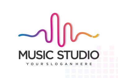 Ses dalgası simgeleri. Müzik dalgaları sembolleri. Ses logoları şablonu. Ses dengeleyicisi fikri.