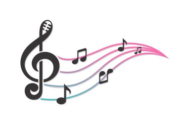 Mikrofon logolu müzik logosu. vektör illüstrasyonu.