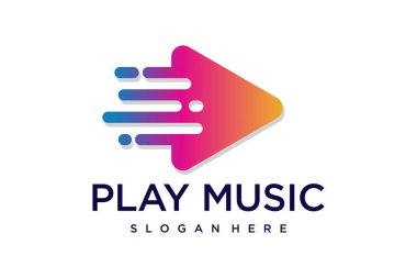 müzik çalma düğmesi nota logo tasarımı ögeleri