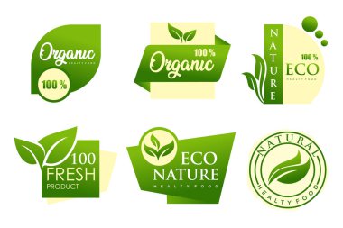 Organik vejetaryen bayrağı. Modern doğal ve organik ürünlerin logo şablonları ve simgeleri..