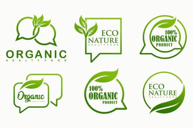 Organik vejetaryen bayrağı. Modern doğal ve organik ürünlerin logo şablonları ve simgeleri..
