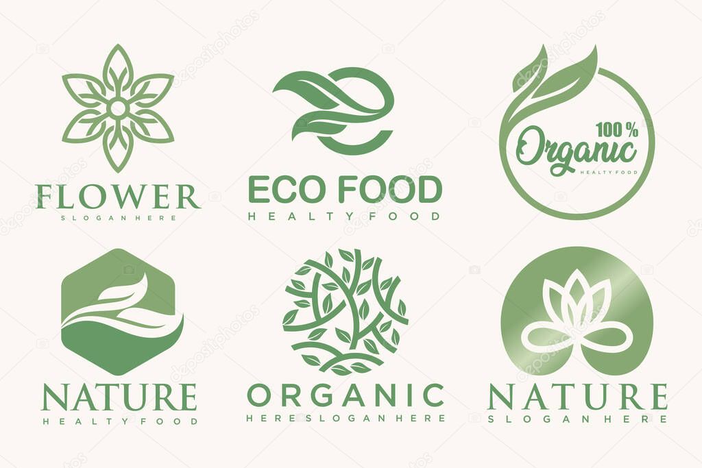 Natural product icon set logo design