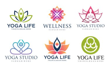 Collection of Yoga,Zen,Spa and Meditation logos ,icons and elements.style minimalist.Vector design clipart