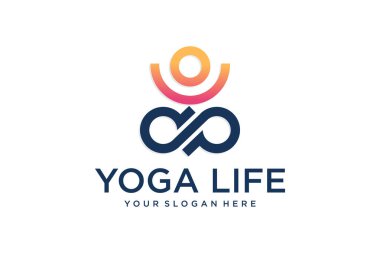 Yoga Logosu soyut tasarım vektörü şablonu doğrusal biçimdedir. Sağlık Spa Meditasyonu Harmony Logotype .