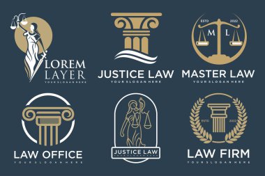 Yaratıcı element kavramına sahip hukuk logosu koleksiyonu