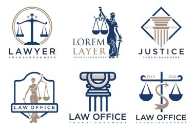 Yaratıcı element kavramına sahip hukuk logosu koleksiyonu