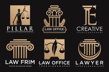 Yaratıcı element kavramına sahip hukuk logosu koleksiyonu