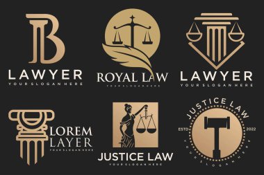 Yaratıcı element kavramına sahip hukuk logosu koleksiyonu
