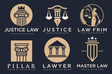 Hukuk Bürosu, Hukuk Bürosu, avukat Hizmetleri tasarım logo şablonu. Vektör çizim