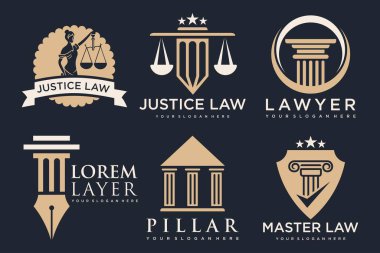 Yaratıcı element kavramına sahip hukuk logosu koleksiyonu