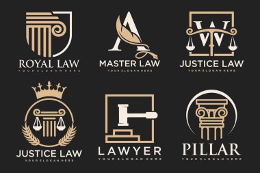 Yaratıcı element kavramına sahip hukuk logosu koleksiyonu