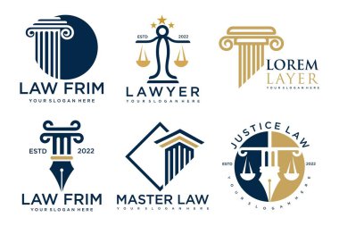 Avukat simgesi set logo tasarımı yaratıcı element biçimi