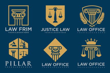 Hukuk logosu ve simge tasarım şablonunu ayarla