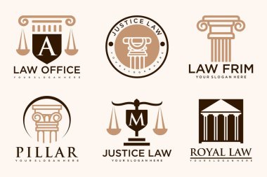 Hukuk logosu ve simge tasarım şablonunu ayarla