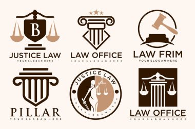 Hukuk logosu ve simge tasarım şablonunu ayarla