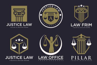 Hukuk logosu ve simge tasarım şablonunu ayarla