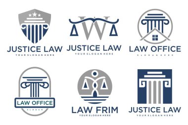 Yaratıcı element kavramına sahip hukuk logosu koleksiyonu