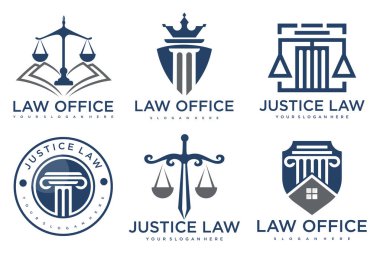 Avukat simgesi set logo tasarımı yaratıcı element biçimi