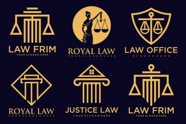 Avukat simgesi set logo tasarımı yaratıcı element biçimi