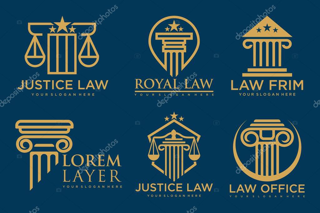 Set law logo and icon design template