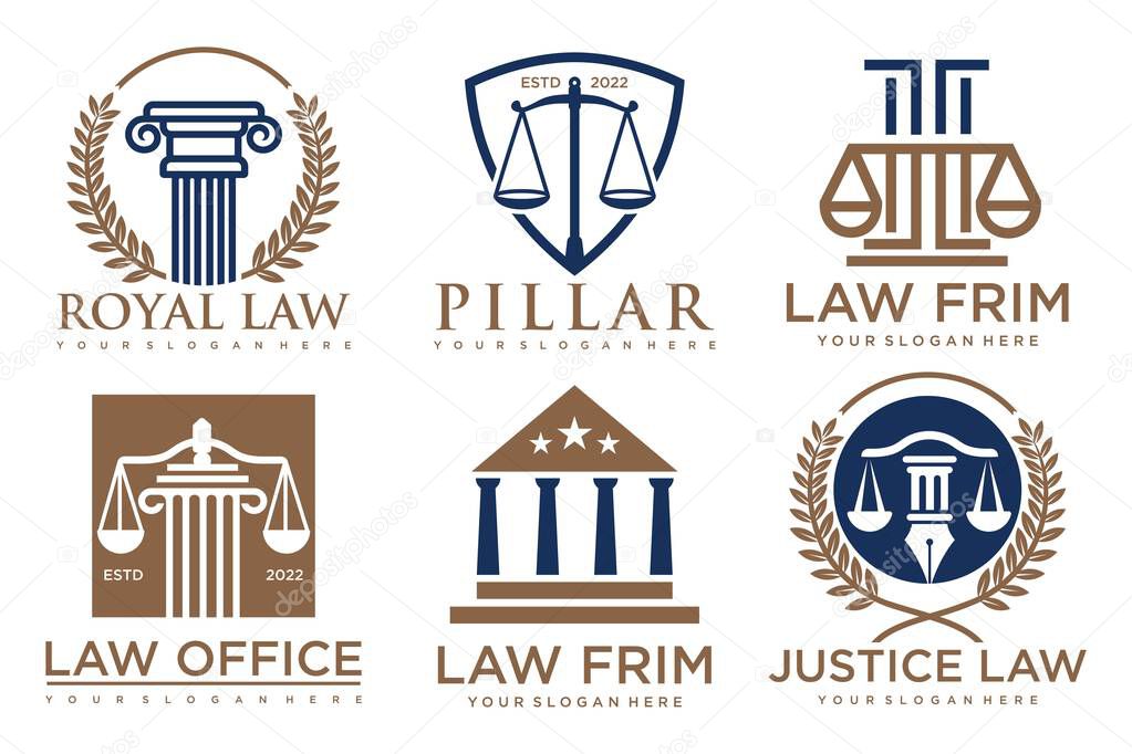 Set law logo and icon design template
