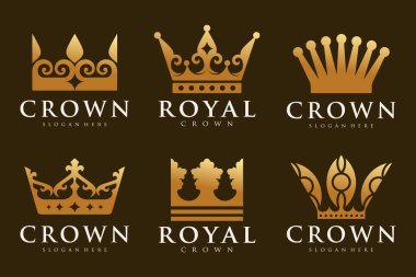 Crown simgesi Logo tasarım Vektörü. Kraliyet, Kral Kraliçe lüks sembol.