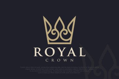 Crown Logo Tasarım Vektör Şablonu. Kraliyet, Kral Kraliçe lüks sembol.