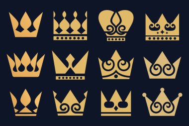 Crown Logo Tasarım Vektörü. Kraliyet, Kral Kraliçe lüks sembol.