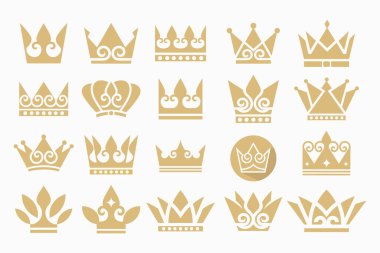 Crown Logo Tasarım Vektörü. Kraliyet, Kral Kraliçe lüks sembol.