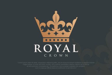 Klasik Crown Logosu Kraliyet Kral Kraliçesi soyut Logo tasarım şablonu.