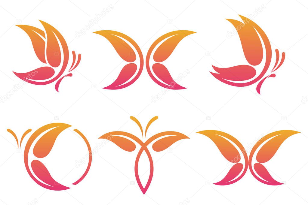 Butterfly Logo with combination leaf . Vector illustration
