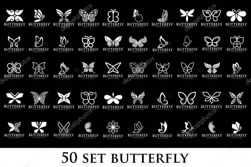 Set of creative abstract butterfly logo design. Vector illustration