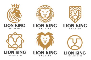 Aslan başı simgesi logo dizaynı. vektör illüstrasyonu