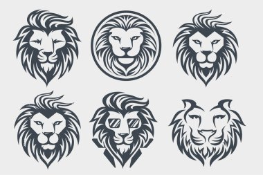 Aslan başı simgesi logo dizaynı. vektör illüstrasyonu