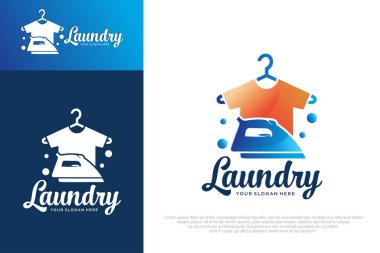 Temiz çamaşır logosu tasarımı. Çamaşır servisinin logoları. Vektör illüstrasyonu
