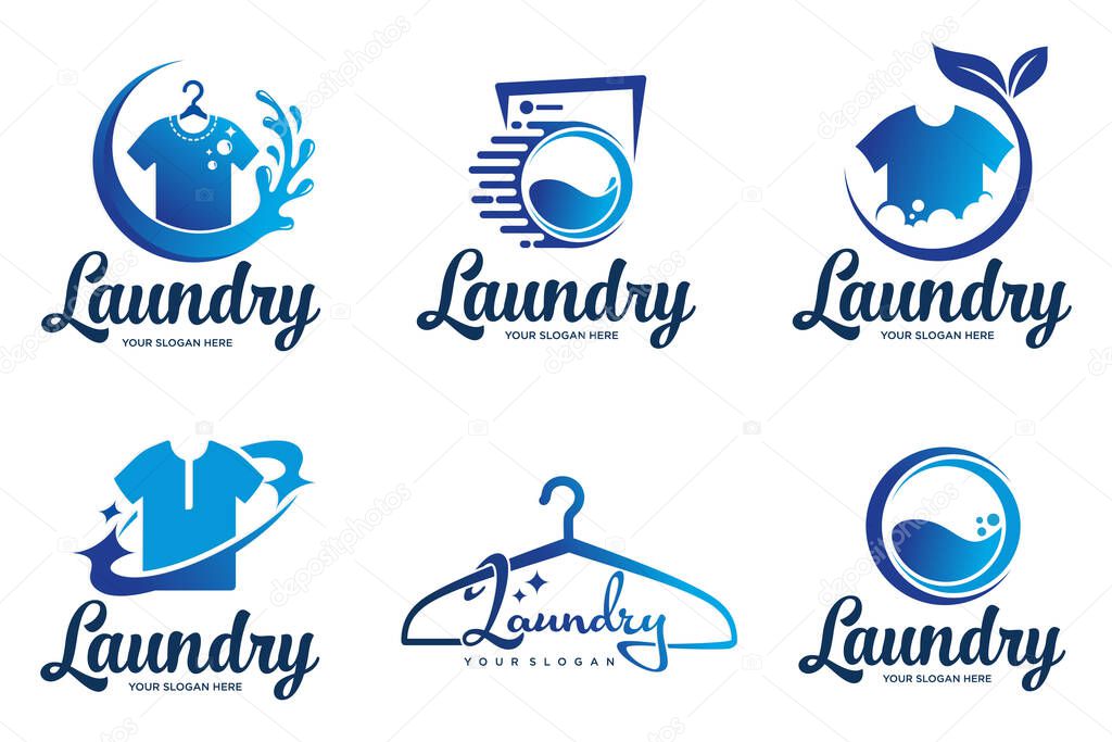 Laundry shop logos design collection . Laundry service. Vector illustration