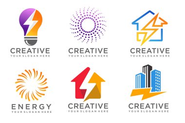 Enerji Logosu Tasarımı. Güç Simgesi Sembolü. vektör Resimleri