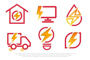 Enerji Logosu Tasarımı. Güç Simgesi Sembolü. vektör Resimleri
