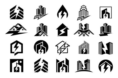 Ev Enerjisi Logosu Tasarımı. Güç Simgesi Sembolü. vektör Resimleri