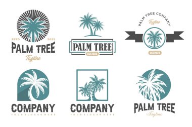 Palm Vintage simgesi logo dizayn şablonu. vektör illüstrasyonu