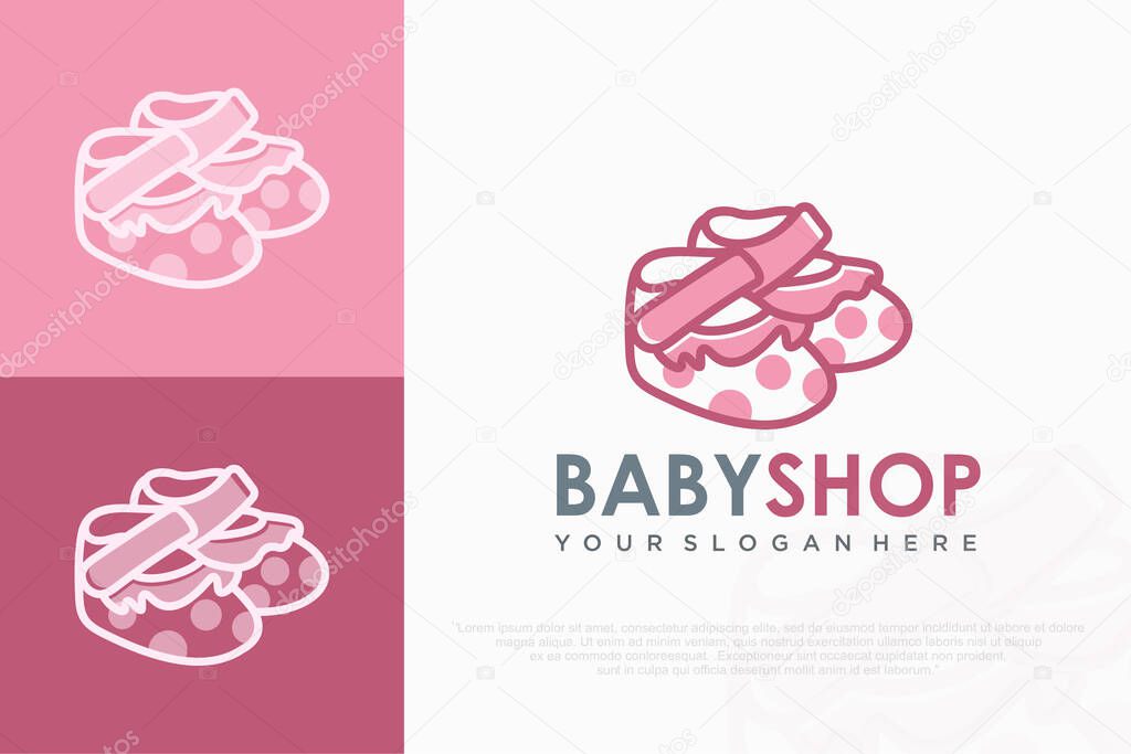 Baby Shoes Flat logo design , vector illustration