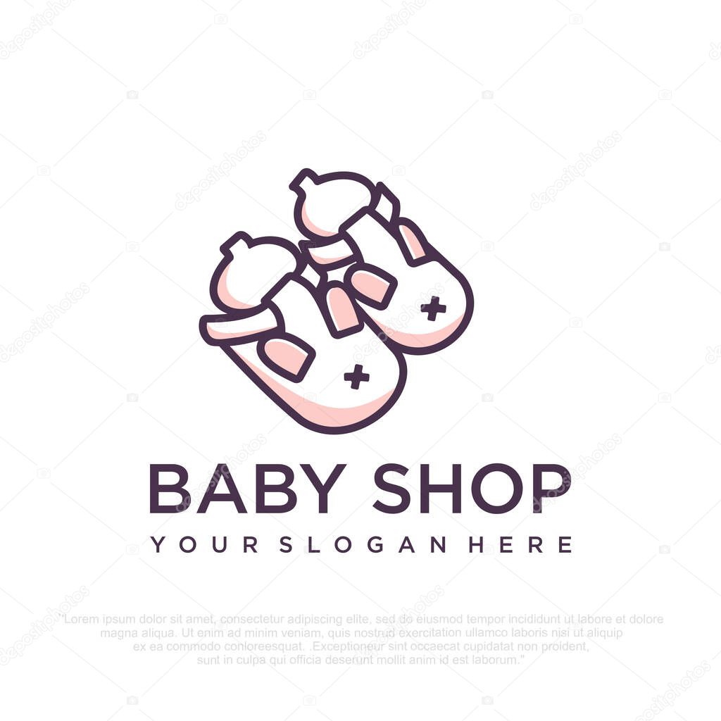 Baby Shoes Flat logo design , vector illustration