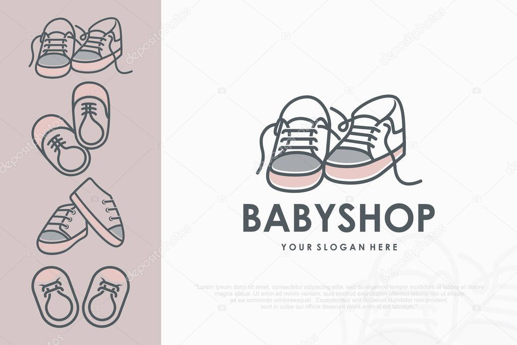 Baby Shoes Flat logo design , vector illustration