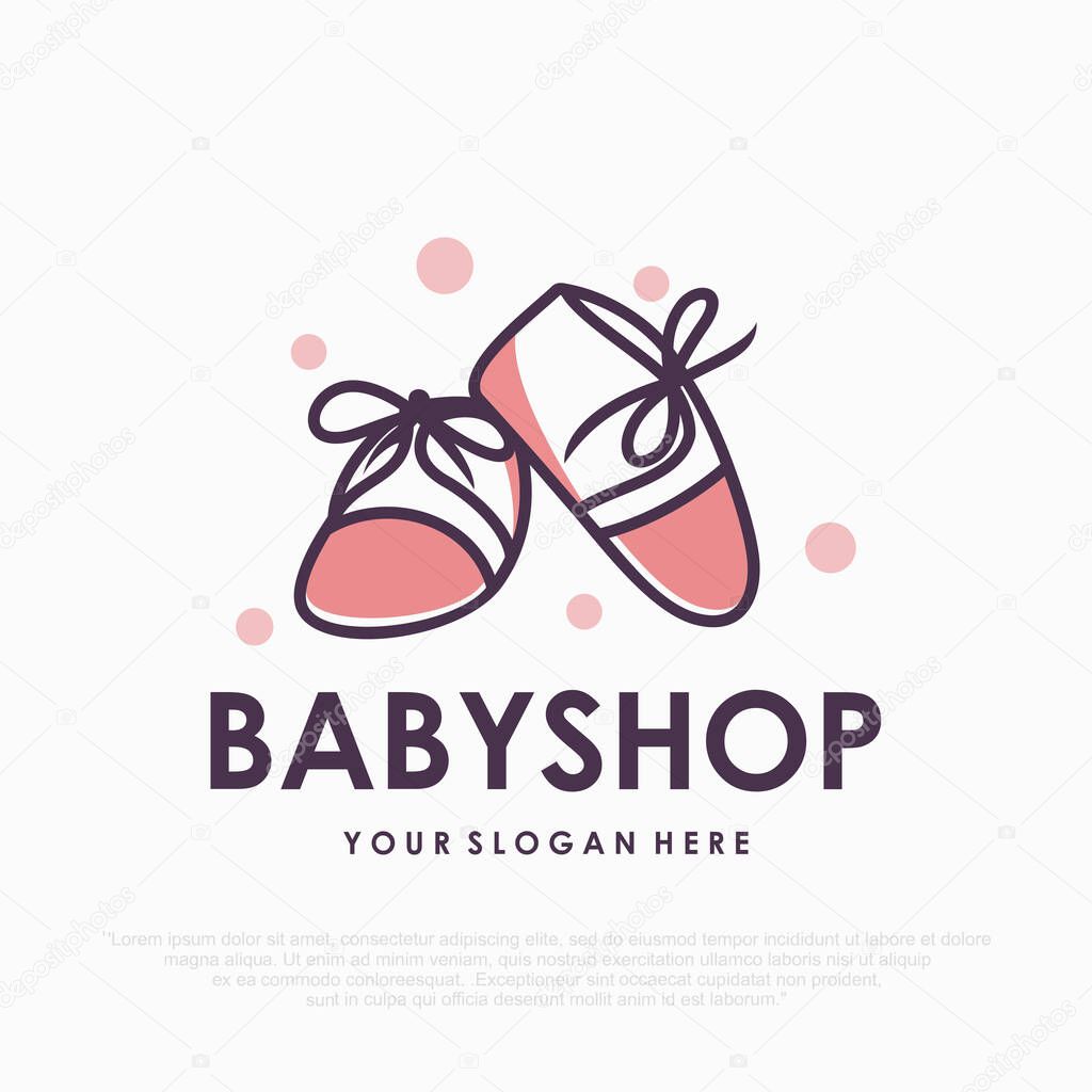 Baby Shoes Flat logo design , vector illustration